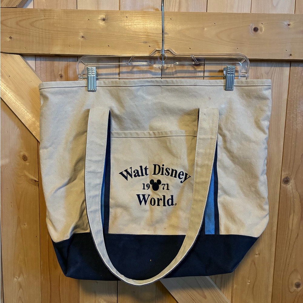 Disney Canvas Tote Bag - Cream & Navy Blue